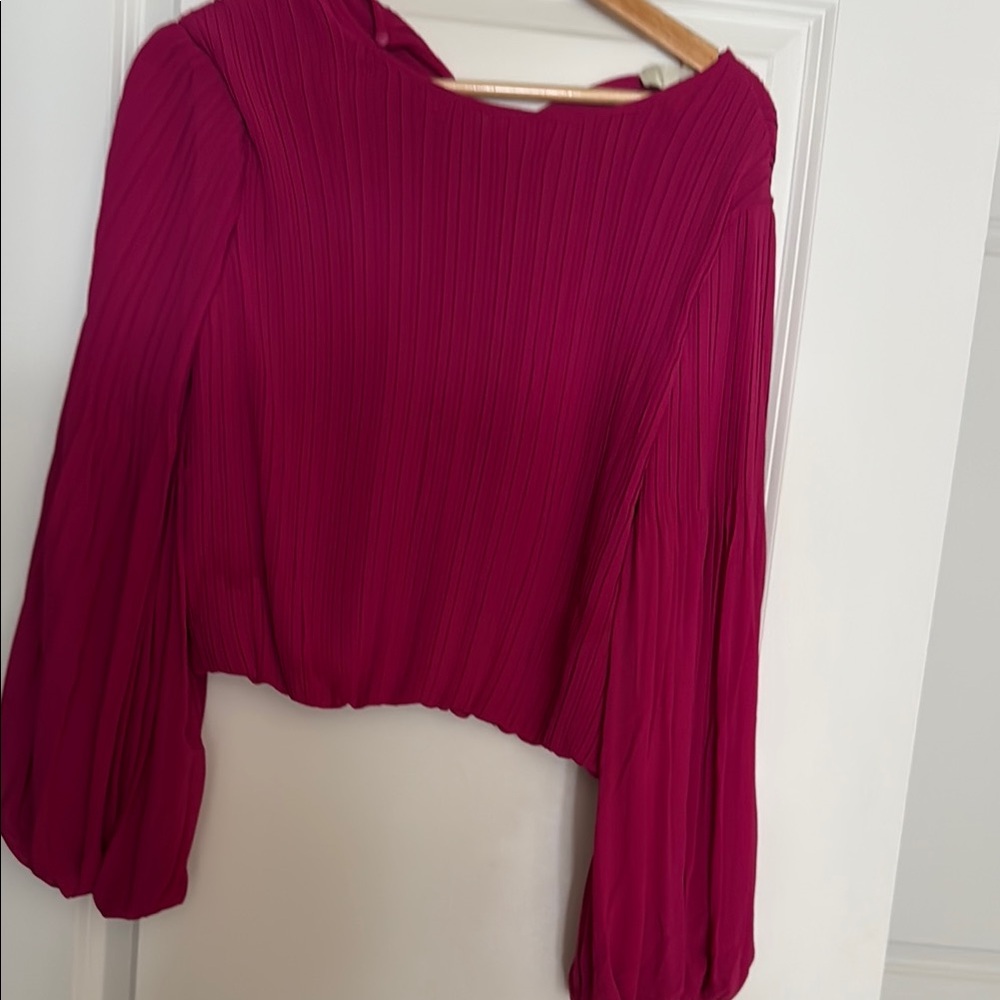 Pinch Design Pink Ribbed Crop Blouse with Bell Sleeves